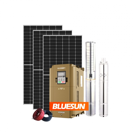 Bluesun pump solar energy 100m max head submersible solar water pumping 1.8m3/h  0.5hp 2hp 7.5kw water well pump system-Bluesun